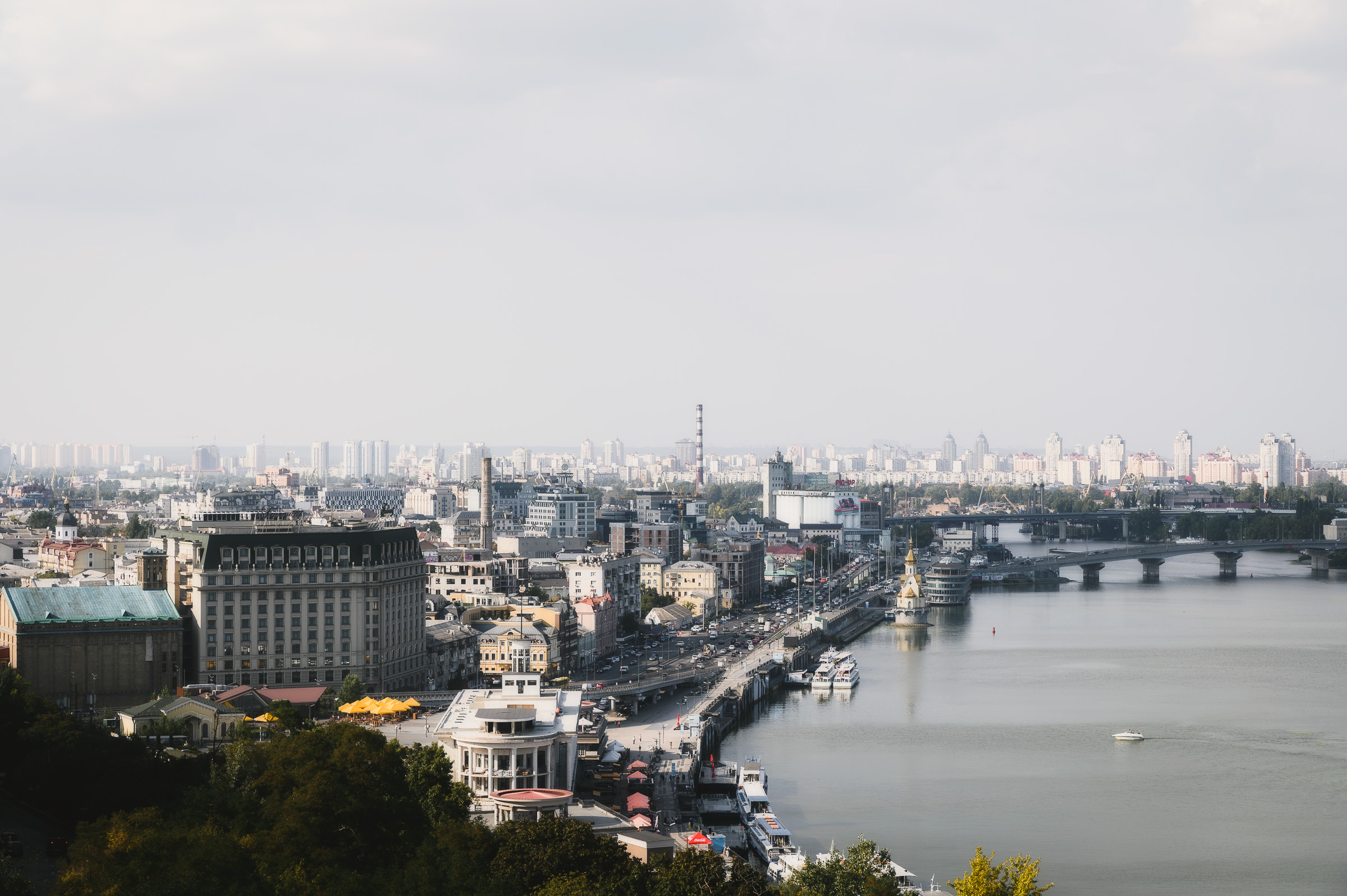 Panoramic view of Kyiv and the Dnipro River