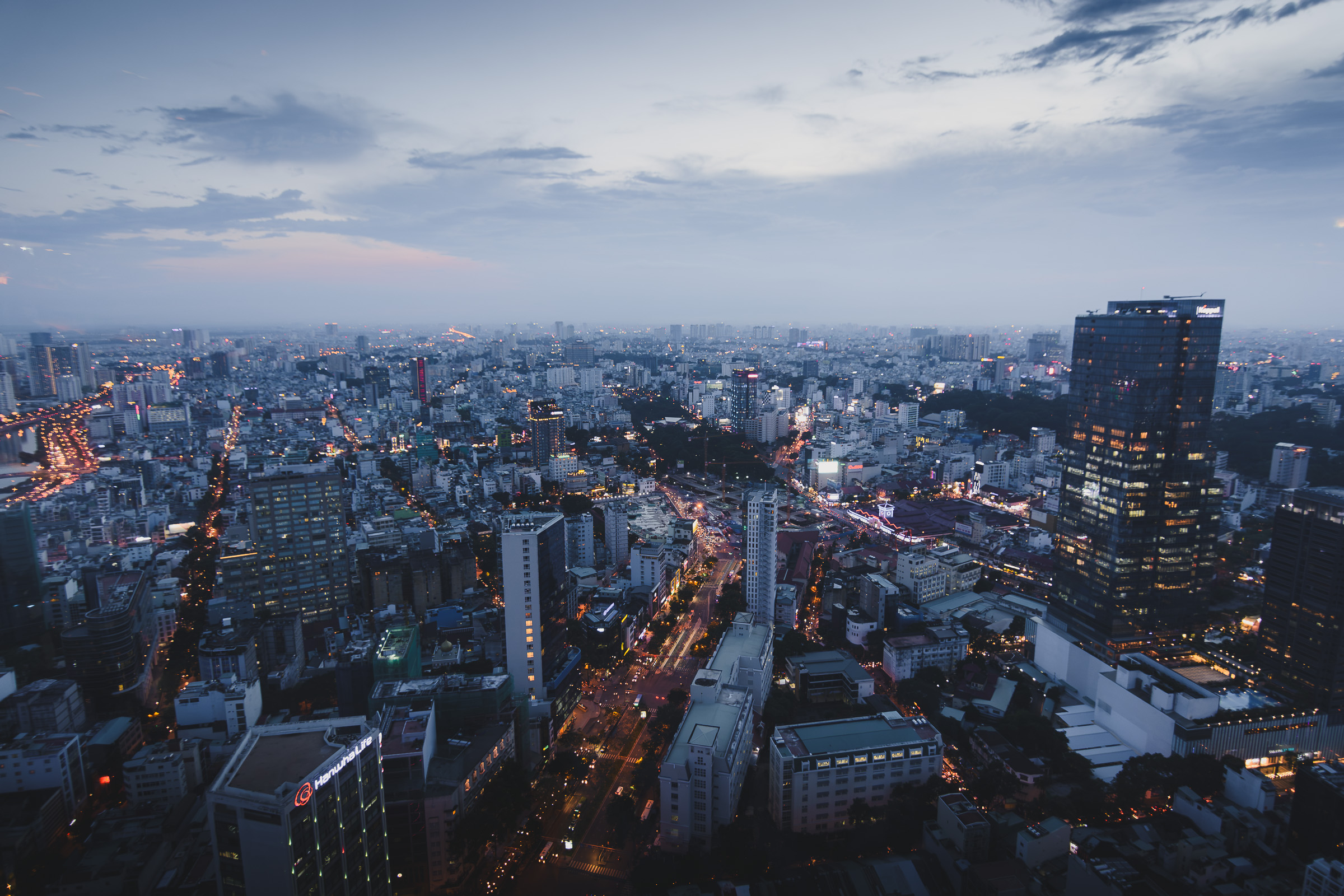 Ho Chi Minh City skyline at blue hour